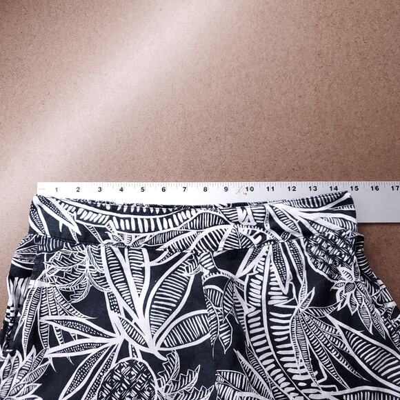 Christian Siriano Pants Women M B&W Linen Tropical Wide Leg Casual Boho Resort - Picture 4 of 10